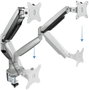 TooQ Soporte de Mesa para 2 Monitores DB3132TNR-S, Giratorio e Inclinable con Pistón de Gas, para Pantallas de 13 a 32 Pulgadas, VESA 75/100, Hasta 9kg, Plata